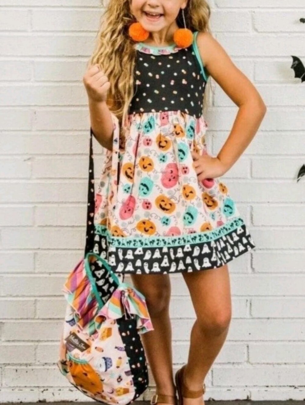 Matilda Jane Halloween Girls Size 4T Wonderment Pumpkin Carve Sleeveless Dress